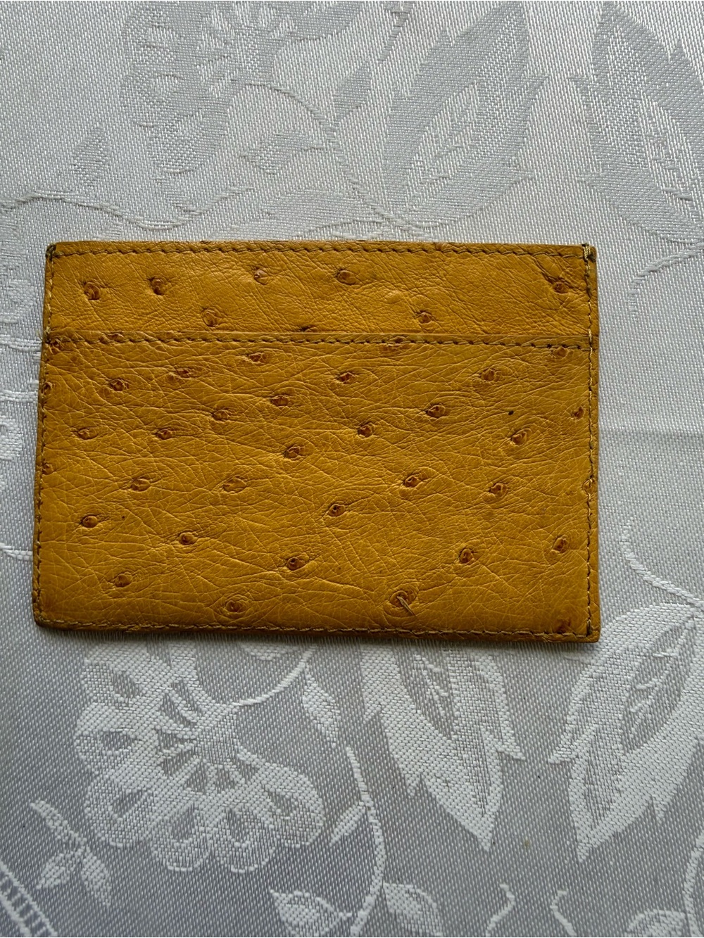 Nancy Gonzalez Slim Mini Yellow Ostrich Bi-Fold Wallet Card Holder 2 Sided Case